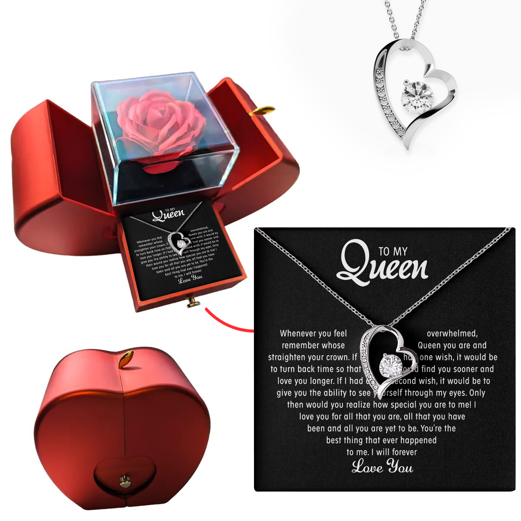 To my Queen - Forever Heart Necklace - Gold