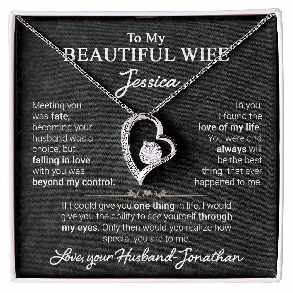 To my Beautiful Wife - Personalizable Heart necklace