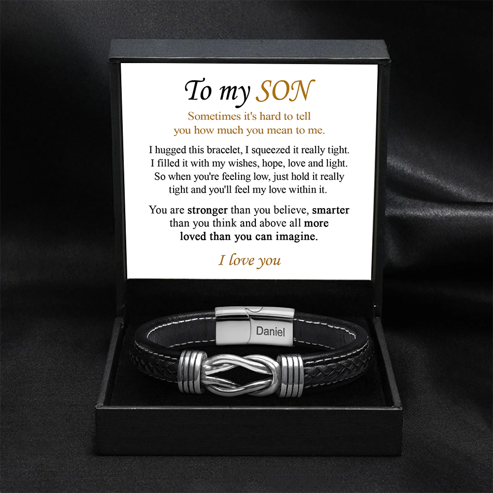 To my Son -  Infinity bracelet, bracelet with engraving