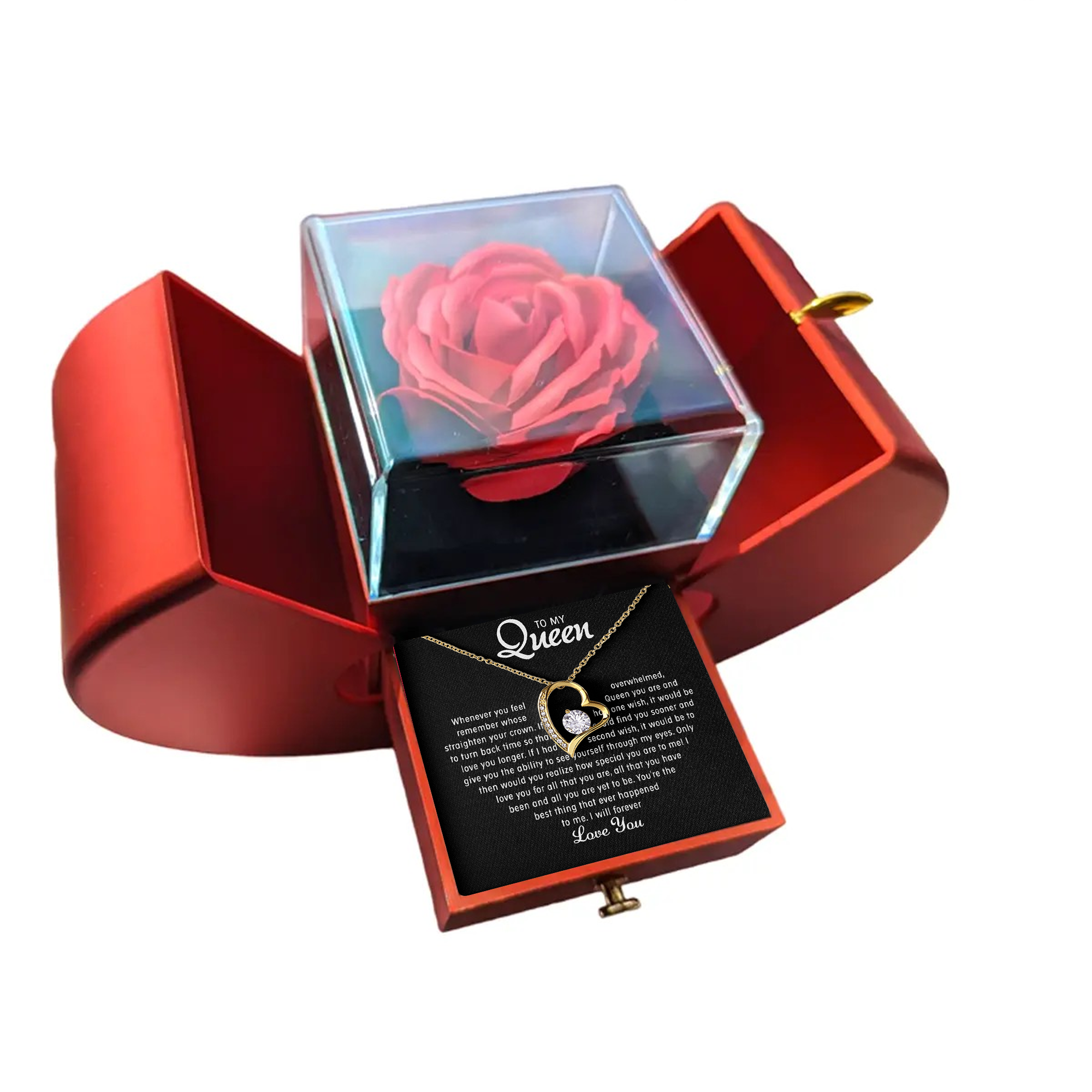 To my Queen - Forever Heart Necklace - Gold