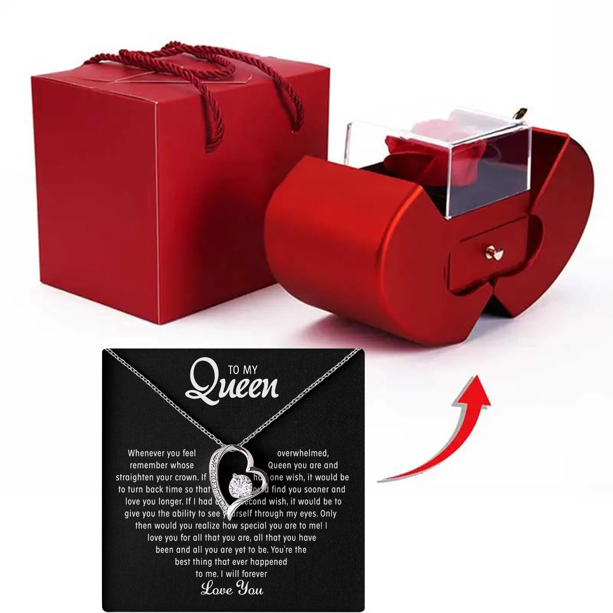To my Queen - Forever Heart Necklace - Gold