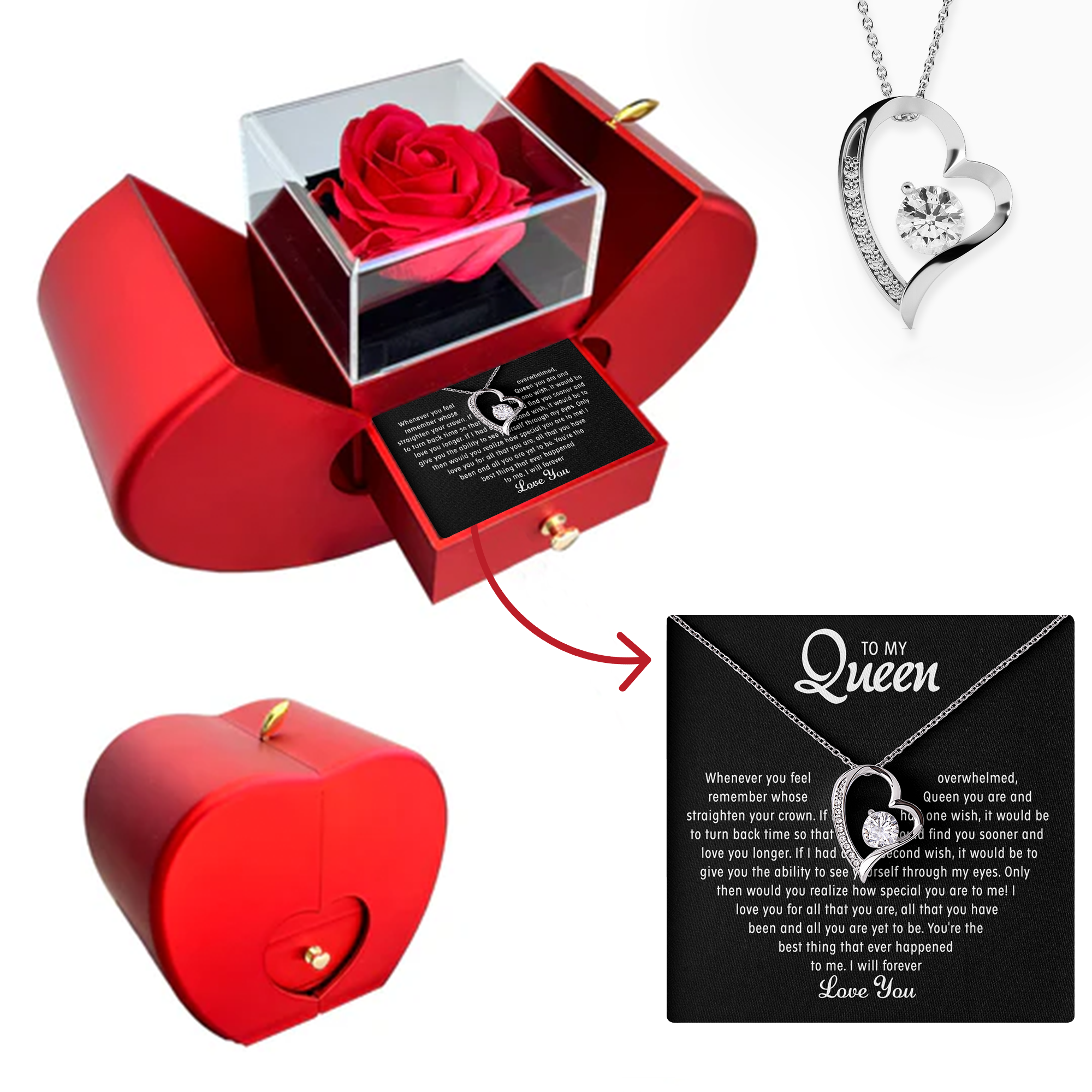 To my Queen - Forever Heart Necklace - Gold
