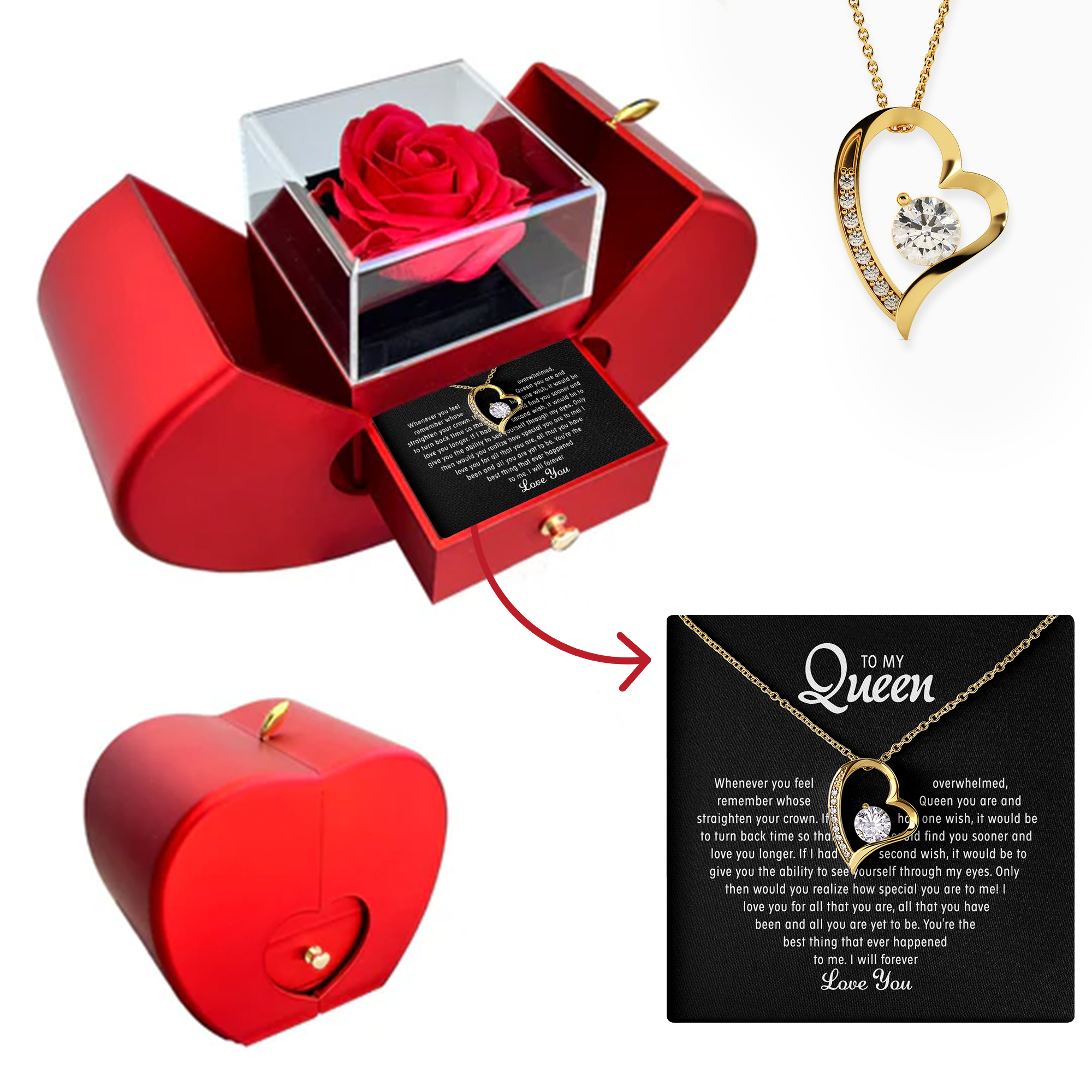 To my Queen - Forever Heart Necklace - Gold