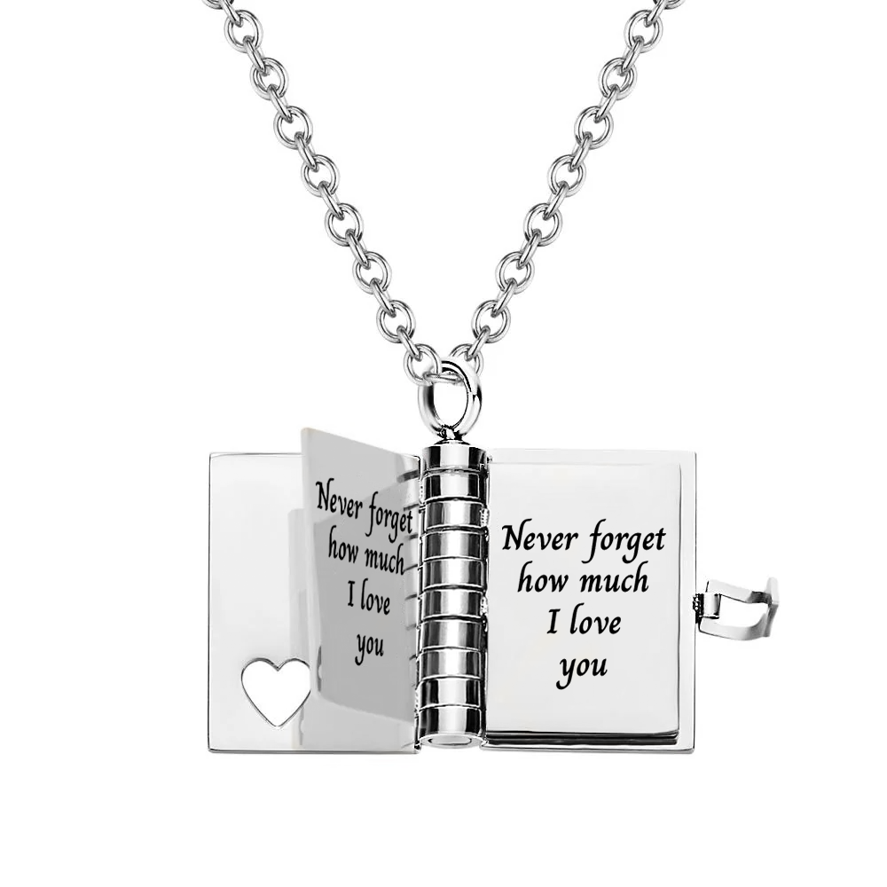 Never forget how much I love you - Book necklace