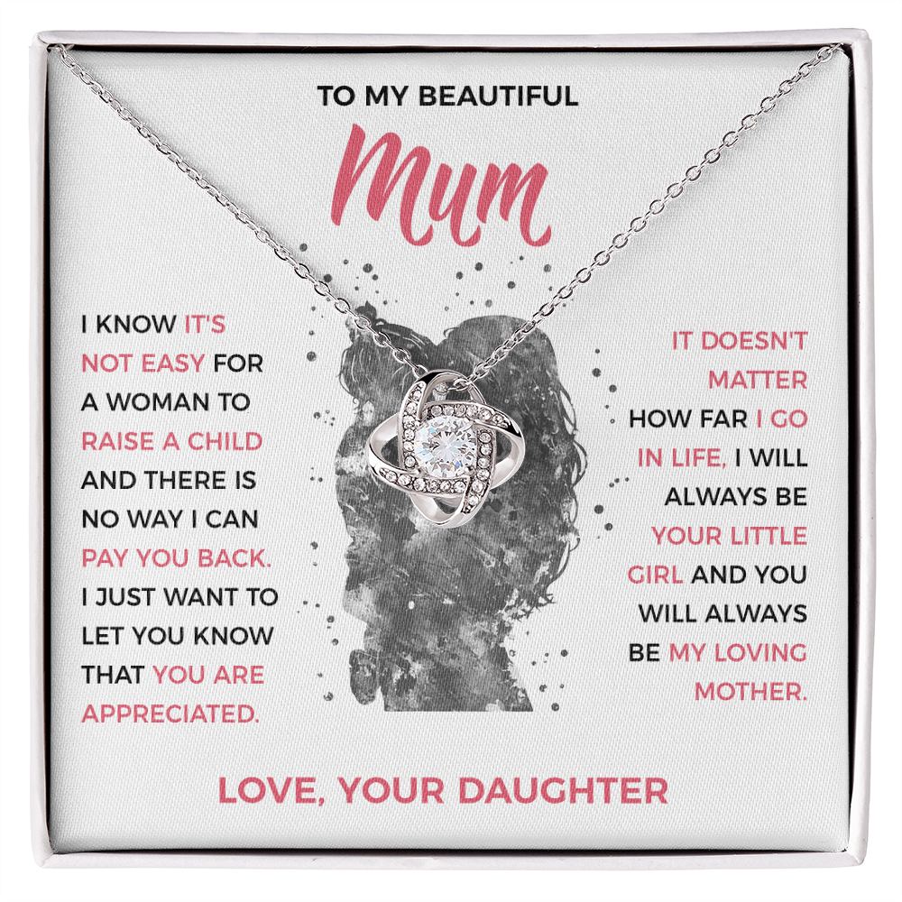 To My Loving Mum - knot Necklace from Daughter