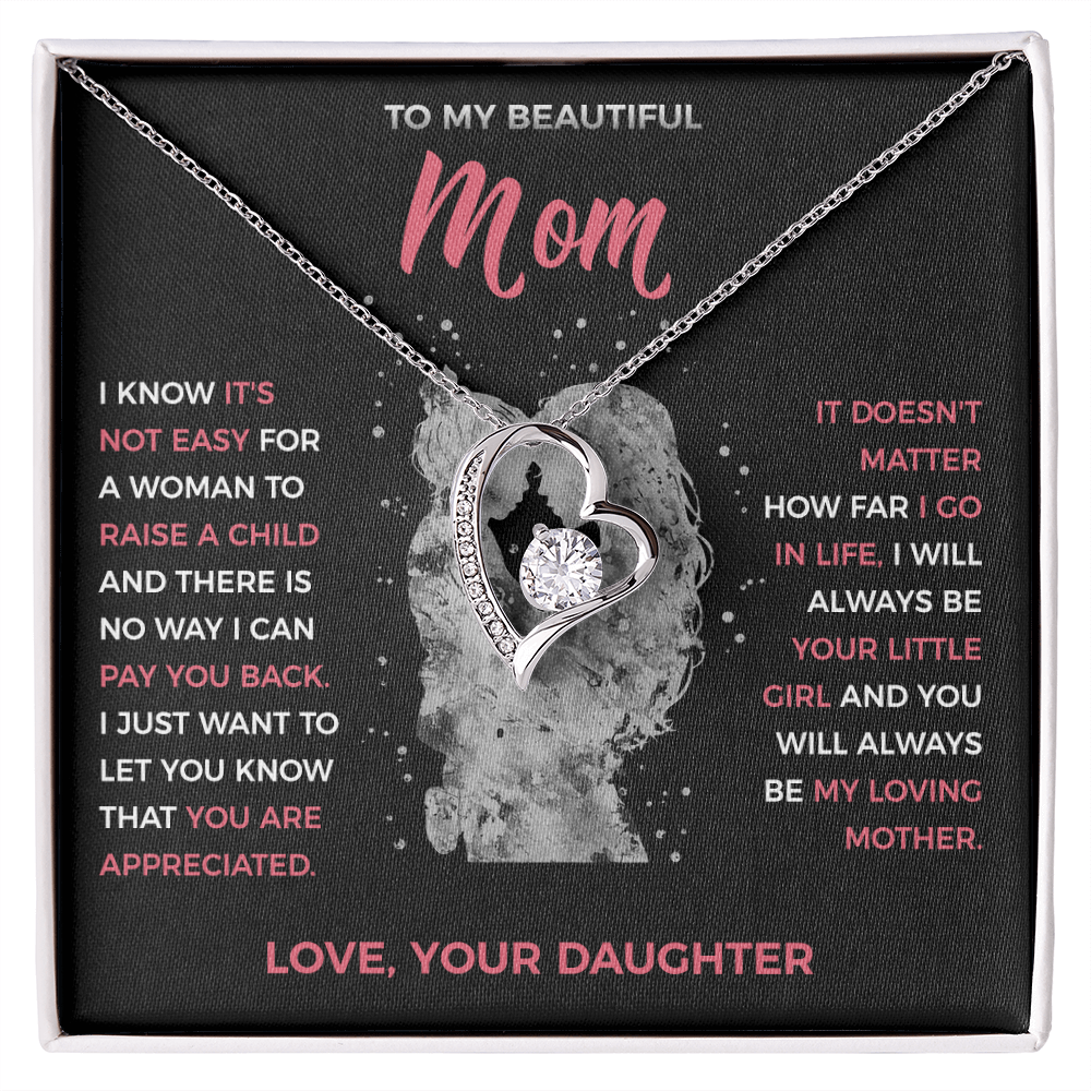 To My Loving Mom - Heart Necklace from Daughter