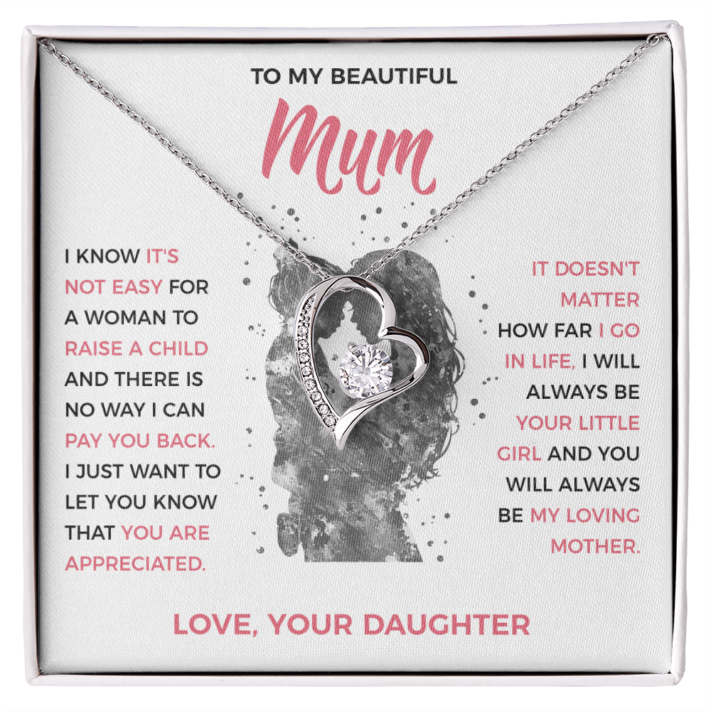 To My Loving Mum - Heart Necklace from Daughter