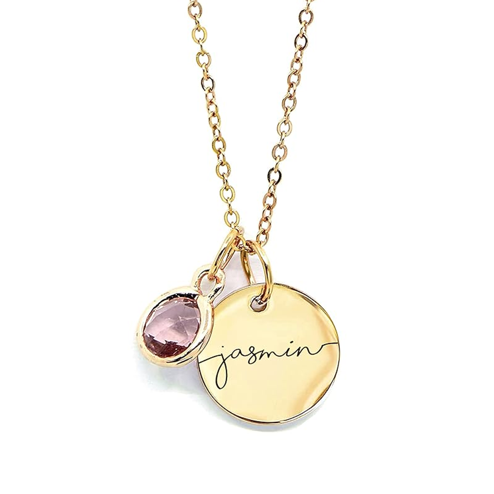 Endless Love - Birthstone Necklace with Engravings - Rose Gold